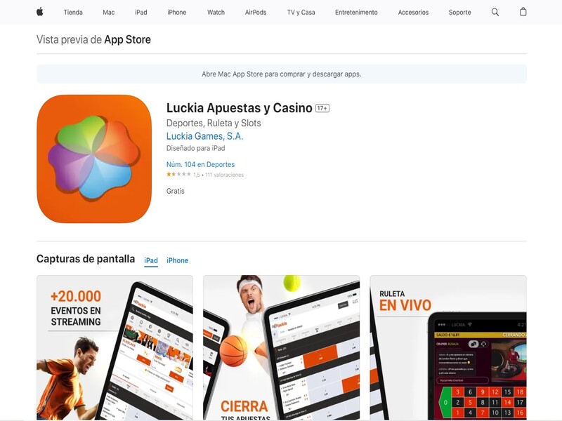 App de Luckia para iOS